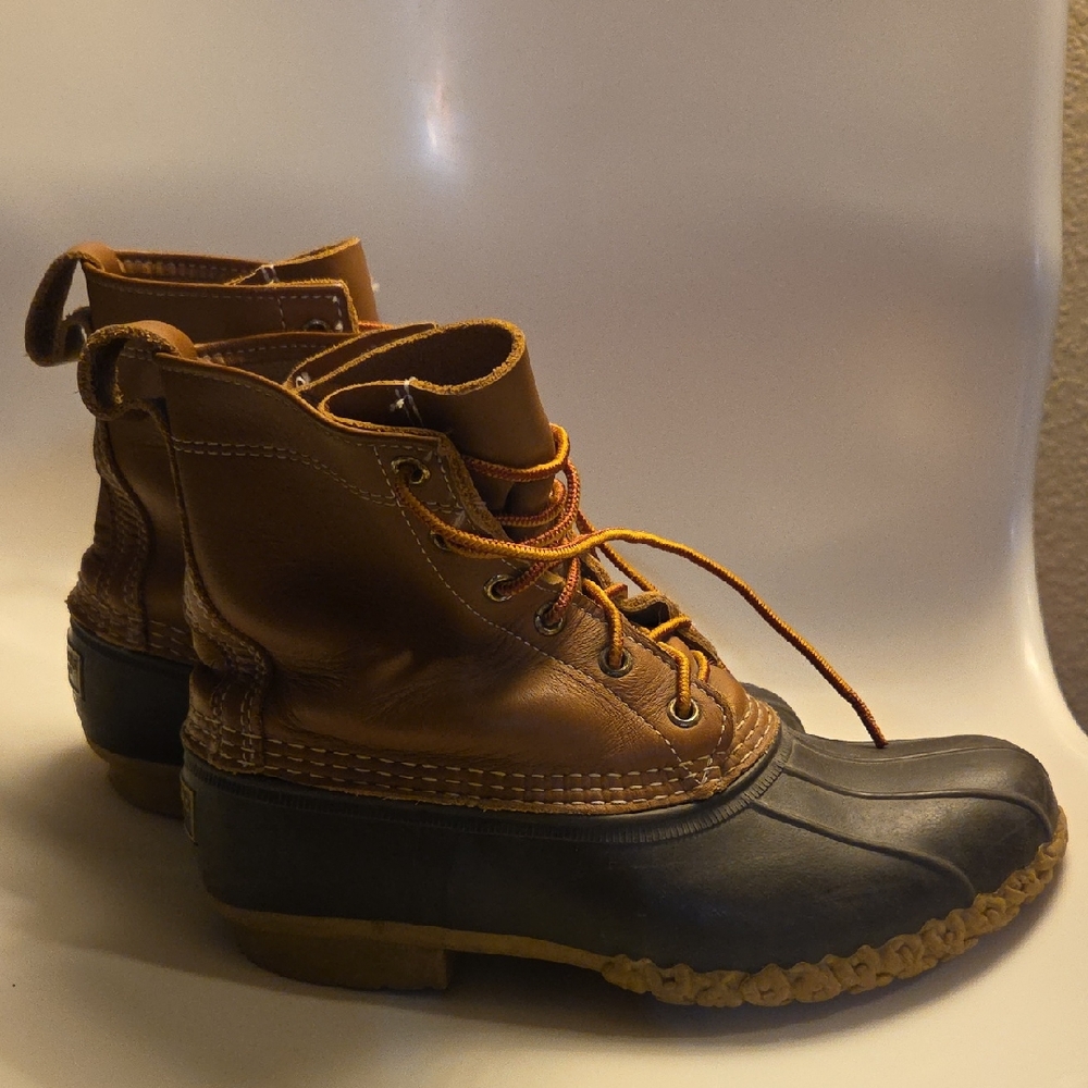 L.L. Bean Brown Leather and Black Rubber Duck Boots
